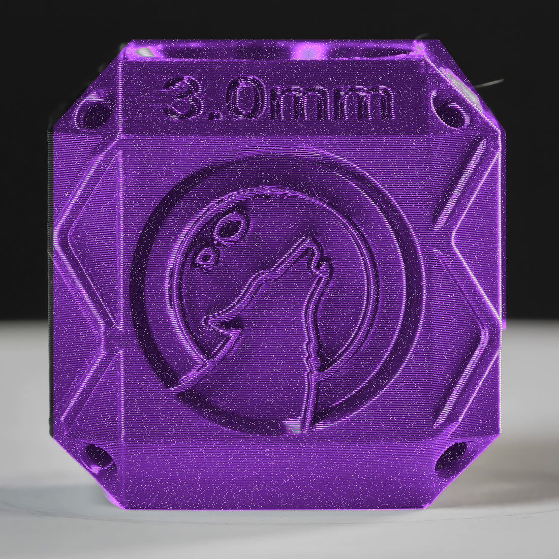 Representative image – Tundra3D ABS Pro Sparkling Galaxy Purple Filament, 3mm test cube