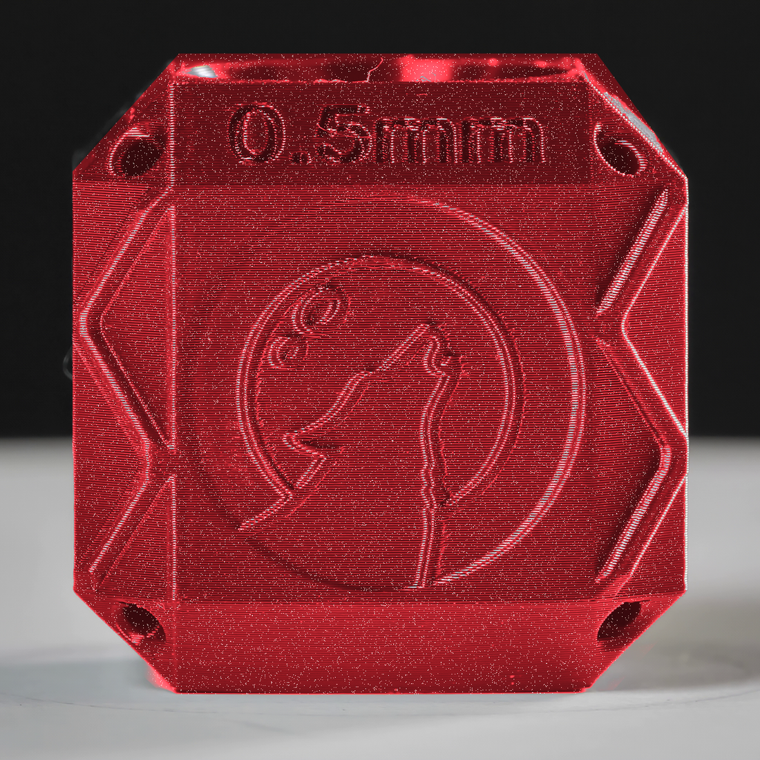 Representative image – Tundra3D ABS Pro Sparkling Galaxy Red Filament, 0.5mm test cube