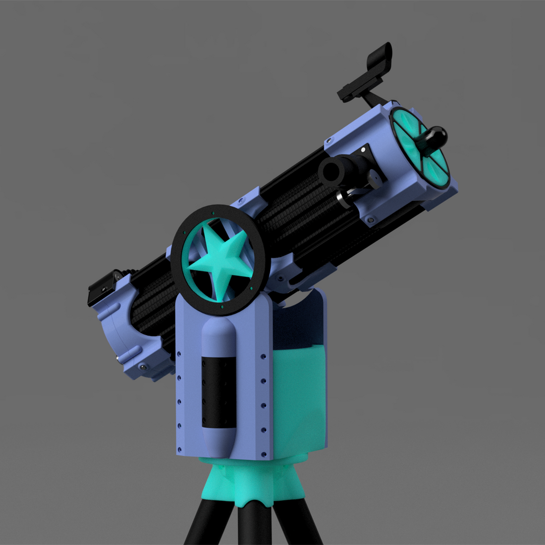 Skyward 150 Compact telescope kit – rendering of the assembled telescope on its tripod
